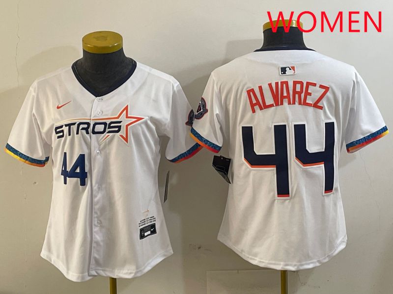 Women Houston Astros #44 Alvarez White Fourth generation Joint Name 2025 Nike MLB Jersey style 5->women mlb jersey->Women Jersey